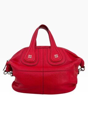 Authentic Givenchy Medium Red Leather Nightingale Top Handle Satchel Bag